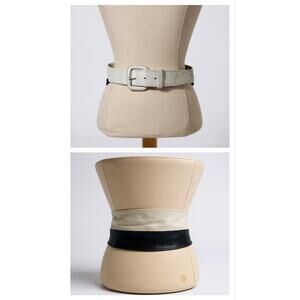 Vintage 80s Leather Colorblock Waist Belt Medium